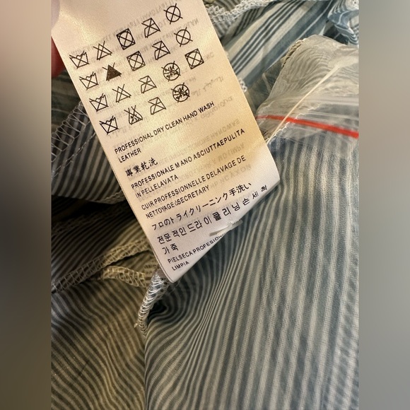 Green striped. Sheer ruffle blouse. New w/out tags. No size see measurements - Picture 5 of 7